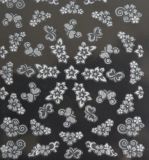 Nail Sticker Blumen wei/silber